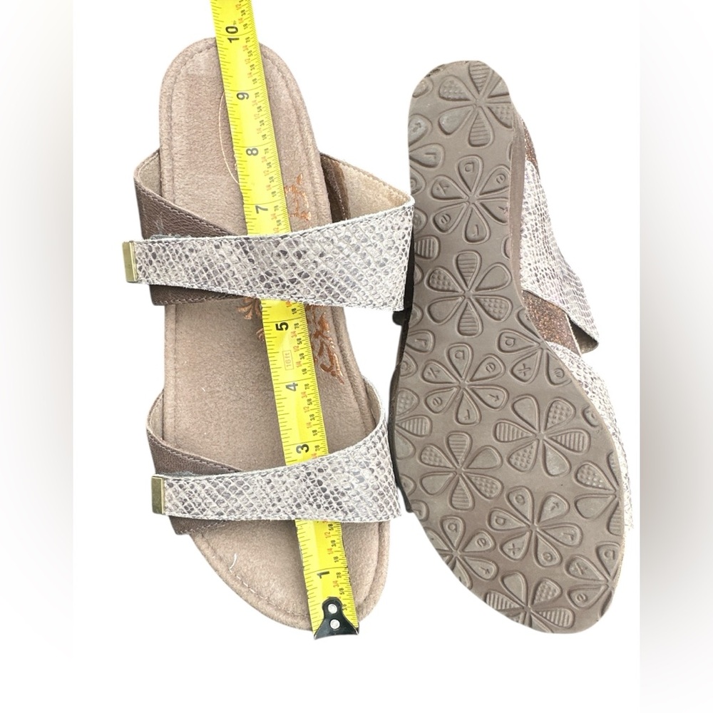 AETREX Chantel Wedge Sandal Double Strap Snake Leather Orthotic Comfort Size 8.5 - Picture 7 of 9
